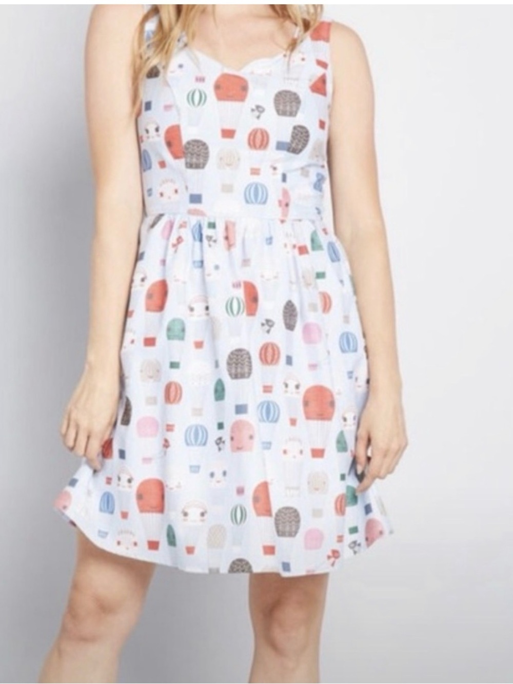Modcloth - Fervour Hot Air Balloon Print Sleeveless Fit And Flare Mini Dress M